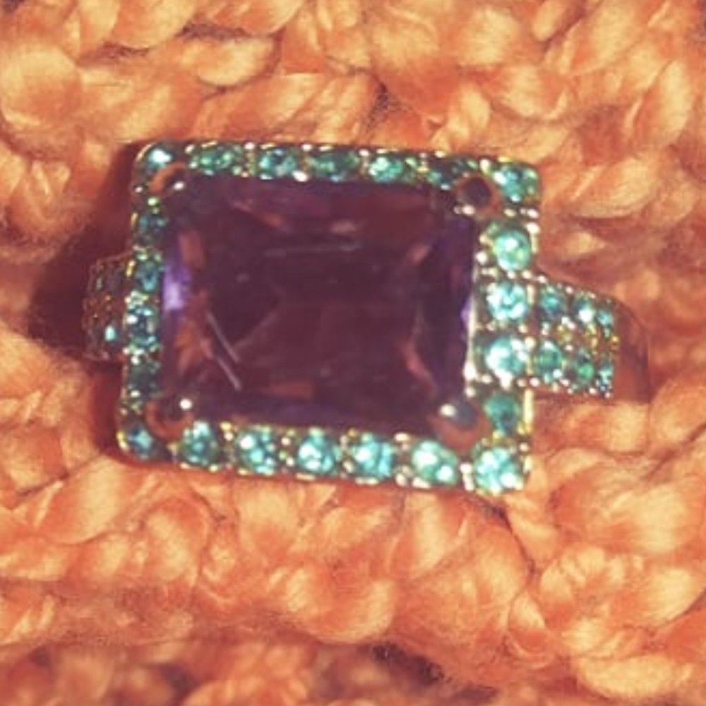 Purple & Turquoise with Silver Ring